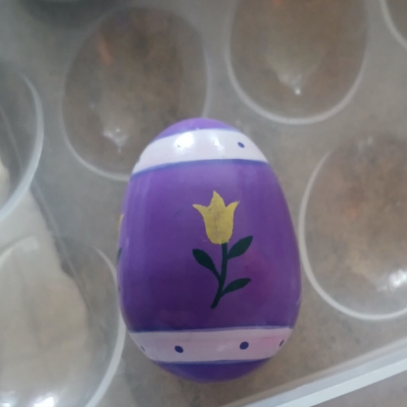 Vintage Lillian Vernon Pastel Patterned Hand Painted 12 Pcs Wood Easter Eggs - Picture 5 of 7